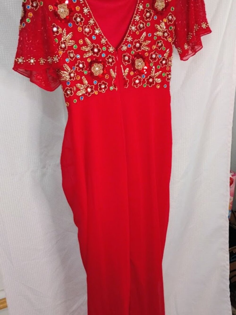 NWT Virgos Lounge Laila Embellished Midi Dress - Red - Size 8 "Dunni" Note: